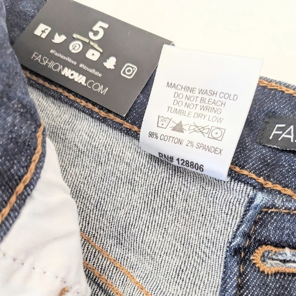 Fashion Nova High Waisted Bell Bottom Distressed Jeans